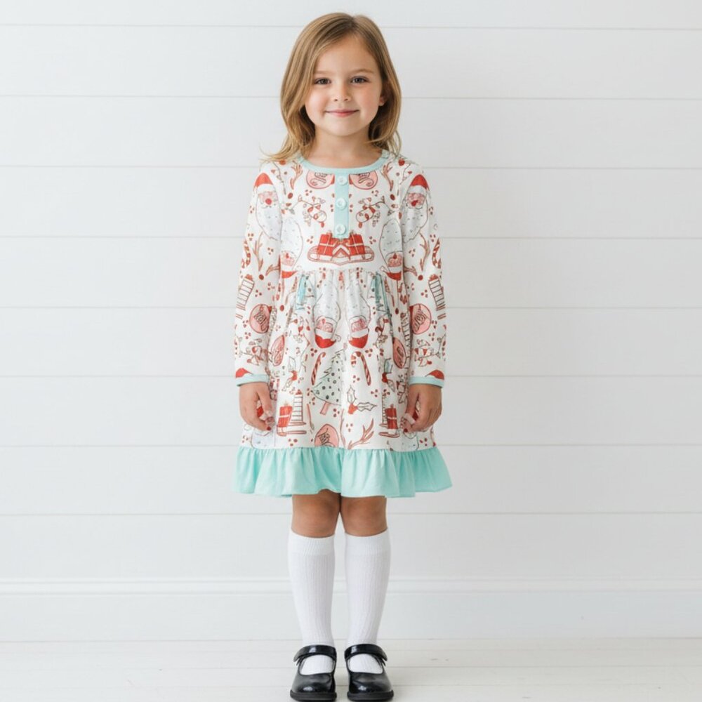 Winter Wonderland Twirl Dress, Milk Silk, girl's, Christmas